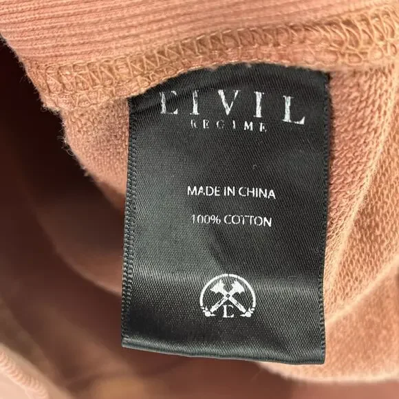 Civil Regime Eagle Dragon Military Styled Hoodie Mens Size Small Dusty Rose - Picture 8 of 8